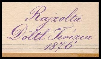 cca 1870 Döttl Teréz 18 db rajz. Házak, tájak, formák. Ceruza, papír, mind jelzett. 26x18 cm