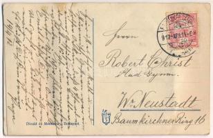 1912 Hajmáskér, Tüzérség menetben. Leporellolap 10 képpel (szakadás / tear)