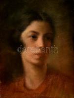 Rónai jelzéssel: Női arckép. Pasztell, papír. Üvegezett, kissé sérült fa keretben. 38,5×28 cm