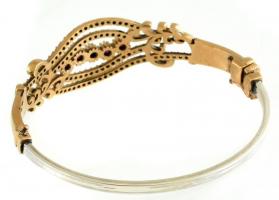 Aranyozott ezüst(Ag) karperec gránát kövekkel, jelzett, 6×5,5 cm, bruttó: 15,89 g