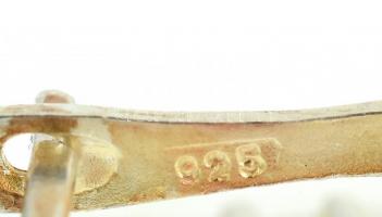 Ezüst(Ag) ékszerszett narancs- és fehér színű kövekkel, jelzett, gyűrű mérete: 53, bruttó: 15,25 g