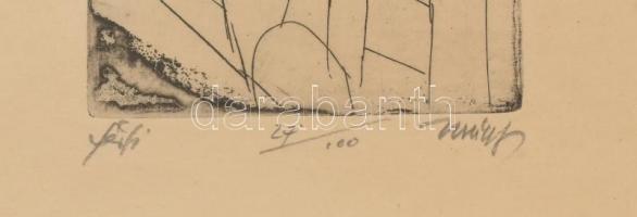 Hincz Gyula (1904-1986): Férfi. Rézkarc, papír, jelzett. 27/100 számozással. Üvegezett fa keretben, ...