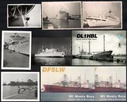 18 db fotó és képeslap, rádióamatőr kártya, mind hajós témával