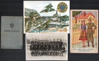 19 db katonai fotó, igazolvány, képeslap