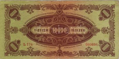 1945 10000P MNB bélyeggel és 2 postabélyegzővel leütve T:II