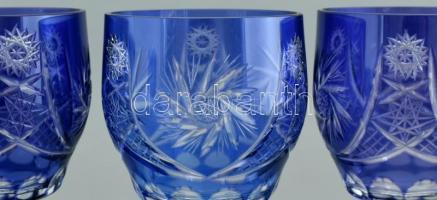 Lila kristály boros pohár készlet 6 db + palack. Hibátlan