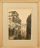 Paulovits Pál (1892-1975): Venezia. Rézkarc, papír, jelzett. Üvegezett, kissé sérült fa keretben. 33×24 cm