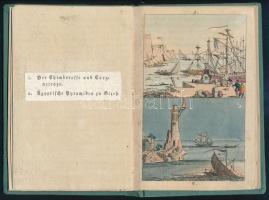 cca 1800 Karakterológia, színezett rézmetszetű képek gyűjteménye, leírással, későbbi vászonkötésben ...