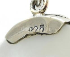 Ezüst(Ag) gyöngyház ékszerszett, nyaklánc és fülbevalópár, jelzett, bruttó: 11 g