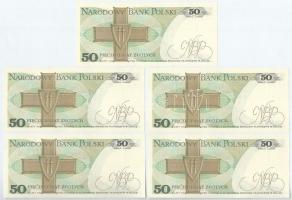 Lengyelország 1988. 50Zl (5x) sorszámkövetők T:I,I- 
Poland 1988. 50 Zlotych (5x) sequential serial...