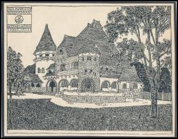 cca 1910 Györgyi Dénes (1886-1961) építész tervezte kis kastély Nógrádban, illusztráció, klisé, papír kartonon, 13x16,5 cm
