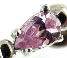 Ezüst(Ag) köves fülbevalópár, jelzett, h: 5 cm, bruttó: 13,19 g