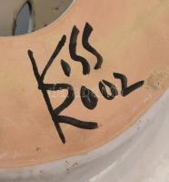 Kiss Roóz Ilona (1920-2010): Kórus, fali, mázas kerámia, kézzel festett, jelzett, hibátlan, d:28,5 c...