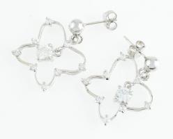 Ezüst(Ag) virágos ékszerszett, nyaklánc és fülbevalópár, jelzett, bruttó: 8,68 g