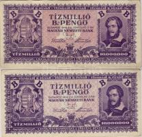 1946 10000000 B.-pengő  tévnyomat/ ferde!! +  alapnyomat részbeni hiánya!!  T:II