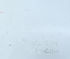 Piros-fehér anyagában színezett muránói asztali kínálótál, Barbini jelzéssel, kopásnyomokkal, 21×21 ...