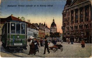 1917 Budapest V. Vilmos Császár út (ma Bajcsy-Zsilinszky út) és Károly körút, 43-as villamos a Zugliget felé. Erdélyi udvari fényképész felvétele. Vasúti levelezőlapárusítás 1917. (kopott sarkak / worn corners)