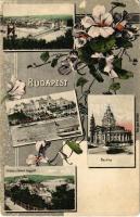 1908 Budapest, Királyi vár, Bazilika, Kilátás a Gellért hegyről. Art Nouveau, floral (kopott sarkak / worn corners)