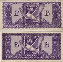 1946 10000000 B.-pengő  tévnyomat/ ferde!! +  alapnyomat részbeni hiánya!!  T:II