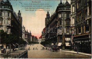1912 Budapest V. Eskü út és Kossuth Lajos utca, Tiller Mór és Társa, Hacker Mór üzlete (EK)