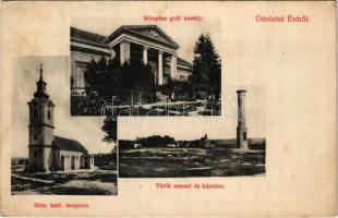 1913 Érd, Római katolikus templom, Wimpffen gróf kastélya, Török mecset és kápolna. Stiegler Testvérek kiadása (EK)