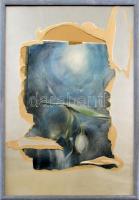 Somos Zsuzsa (1941-): Ezredvégi szecesszió. Vegyes technika, papír, jelzés nélkül, hátoldalán a művész címkéjén feliratozott. Üvegezett fa keretben, sérült (?) paszpartuban. 60×45 cm