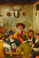 Jelzés nélkül: Mulatozók. Olaj, fa. Széleinél kissé sérült. 57×72 cm