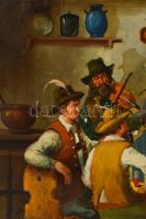 Jelzés nélkül: Mulatozók. Olaj, fa. Széleinél kissé sérült. 57×72 cm