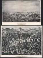 Vegyes 1848-49-es ütközeteket ábrázoló nyomtatvány tétel, 3 db: Budavár bevétele, a temesvári csata,...
