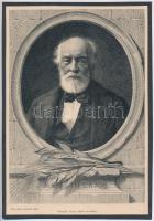 cca 1896 Kossuth Lajos utolsó arcképe, Doby Jenő metszete után, nyomat kartonra kasírozva, 22x15 cm
