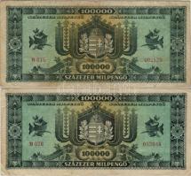 1946 100000 milP színtévnyomat/sárga szín teljes hiánya! T:II