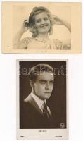 21 db régi motívum képeslap: külföldi színészek / 21 pre-1945 motive postcards: foreign actors, actr...