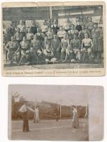 11 db RÉGI sport motívum képeslap és fotó vegyes minőségben: tenisz is / 11 pre-1945 sport motive postcards and photos in mixed quality: some tennis