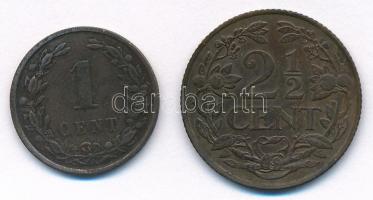 Hollandia 1901. 1c Br + 1941. 2 1/2c Br T:2-,3 Netherlands 1901. 1 Cent Br 1941. 2 1/2 Cent Br C:VF,F Krause KM#130, KM#150