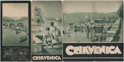 cca 1930-1940 Crikvenica, Jugoslavija, képes prospektus, szakadással