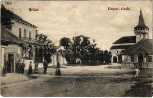 1912 Boldva, Központi részlet, tér, Református templom, Első Magyar Biztosító Társaság ügynöksége (EK)