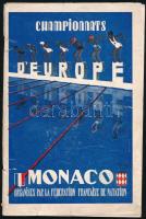 1947 Monaco, VI Championnats dEurope de Nation - úszó/vízilabda EB programfüzete, borítón szakadással, 57p