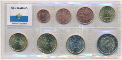 San Marino 2006-2010. 1c-2E (8xklf) forgalmi összeállítás sérült fóliatokban T:1-2 San Marino 2006-2010. 1 Cent - 2 Euro (8xdiff) coin set in damaged foil pack C:UNC-XF
