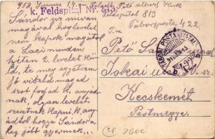 1918 Sósmező, Poiana Sarata; Román vám / Romanian customs office + "K.u.k. Feldspital Nr. 813.&...