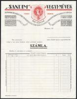 cca 1920 Sandim Vegyi-Művek fejléces számla, kitöltetlen, hajtott