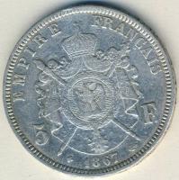 Franciaország 1867A 5Fr Ag III.Napóleon T:3