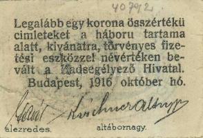 Hadisegélyező Hivatal 1916. 4f T:II