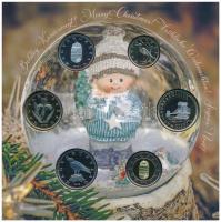 2019. 5Ft-200Ft (6xklf) + "Boldog Karácsonyt" Cu-Zn emlékérem, forgalmi szett dísztokban T...