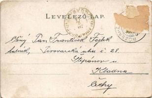 1902 Rózsahegy, Ruzomberok; látkép zsinagógával. Vozárik J. kiadása / general view with synagogue (E...