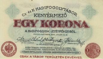 Kenyérmező/hadifogolytábor 1916. 1K mindkét oldalon ferdén nyomva! T:I