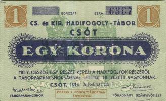 Csót/hadifogolytábor 1916. 1K T:II