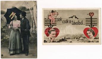 20 db RÉGI motívum képeslap: zsánerlapok / 20 pre-1945 motive postcards: romantic couples