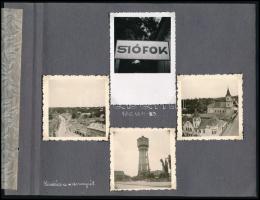 1942 Siófok és a siófoki Balaton-part, 41 db fotó albumlapokon fotósarokkal rögzítve, feliratozva, szép állapotban, 6,5×6 és 9×6,5 cm-es fotókkal