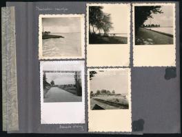 1942 Siófok és a siófoki Balaton-part, 41 db fotó albumlapokon fotósarokkal rögzítve, feliratozva, s...