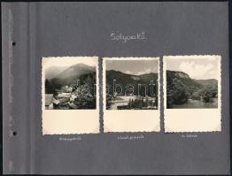 1942 Sólyomkő (Erdély), 6 db fotó albumlapon fotósarokkal rögzítve, feliratozva, szép állapotban, 8,5×6 cm